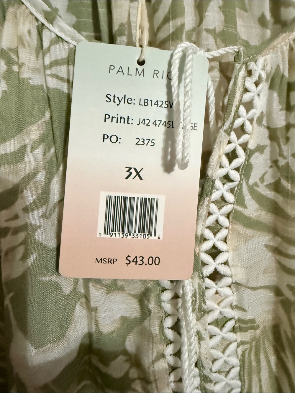 Palm Rio Plus-Size Green Print Blouse - 3X